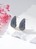 Aretes de Cobre con Microincrustaciones de Circonita en Forma de Gota de Agua, Moda Transfronteriza Estilo Simple, Diseño Abierto, Súper Brillantes, Aretes Estilo Celebridad de Internet