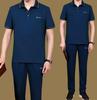 Traje deportivo de verano para hombre de mediana edad talla grande camiseta de manga corta delgada ropa deportiva casual papá traje de verano algodón