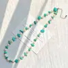 Collar de Cadena para Clavícula con Diseño Retro de Imitación de Turquesa y Perla de Agua Dulce Natural de Alta Calidad