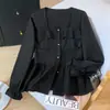 Blusa cuadrada con volantes estilo francés para mujer, diseño único, top elegante de manga larga