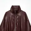 ZA AliExpress el más vendido comercio exterior transfronterizo estilo europeo y americano chaqueta de cuero de moda con cuello alto para mujer