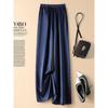 Pantalones de Satén de Triacetato de Pierna Ancha para Mujer Verano Pantalones Drapeados de Cintura Alta para Mujer Pantalones Rectos Casuales hasta el Piso de Seda Helada Pantalones Nube