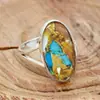 Anillo Cao Shi Amazon Imitación Mármol Natural para Mujer, Pegatina con Recubrimiento UV con Brillo Matutino Colorido, Nuevo Diseño Vintage Estilo Chino
