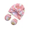 Nuevo Gorro para Bebé con Orejas de Conejo, Gorro Indonesio, Diadema Estampada, Guantes Antirrayaduras para Bebé, Juego de Tres Piezas, Gorro para Bebé