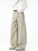 Ropa de Hombre Fengshe / Pantalones Casuales de Acero Curvo Retro Americano, Rectos Holgados de Trabajo, Pierna Ancha, Hasta el Suelo, Estilo Delgado de Verano