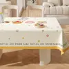 Toalha de Mesa Desenho Animado, Sem Lavagem, Impermeável, À Prova de Óleo, Resistente ao Calor, Estilo Dopamina Creme, Toalha de Mesa Retangular, Protetor de Mesa, Chá