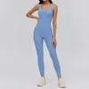 Macacão de Yoga Transfronteiriço para Mulheres com Bojos Removíveis, Calça Esportiva de Cintura Alta Emagrecedora, Design Lindo nas Costas com Recortes Vazados, Roupa para Pilates e Fitness
