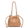 Bolso de mujer tejido de comercio exterior nuevo, bolso de hombro y bandolera para el trabajo, bolso de alta gama tipo 'bolsa de dumpling', bolso de mano tipo bolsa de la suerte con cordón
