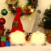 Decoraciones Navideñas Nuevas Transfronterizas Enano Iluminado con Gorro Tejido Adornos de Muñeco Rudolph Luminoso Venta al por Mayor