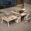 Escritorio de Oficina Estación de Trabajo para Personal Mampara para Pantalla de Personal Combinación de Escritorio y Silla Escritorio con Gabinete de Escritorio Ranura para Tarjetas Oficina para Dos, Tres o Cuatro Personas