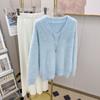 Suéter de terciopelo de visón sintético de estilo perezoso y engrosado de otoño e invierno de tiro real para mujer, top de nicho de alta calidad rosa