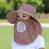 Chapéu de Proteção Solar para Mulheres, Novo Chapéu de Verão, Chapéu de Sol com Cobertura Facial, Máscara Facial, Chapéu Fresco, Anti-UV, Colheita de Chá, Chapéu de Sol para Ciclismo