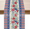 4 de Julio Día de la Independencia Camino de Mesa Transfronterizo Caliente Flor Mariposa Mesa de Comedor Mesa de Café Decorativo Antideslizante Lino Camino de Mesa