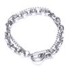 Pulsera de Acero de Titanio de Alta Calidad con Hebilla Otch, Doble Capa, Costuras, Estilo Hip-hop, Versátil, Diseño de Nicho Trendy para Hombres y Mujeres