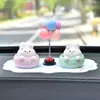 Enfeites de Coelho Fofo com Cabeça que Mexe para Carro Acessórios de Interior de Carro Decoração Criativa Feminina para Console Central de Carro