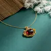Nuevo collar colgante Ruyi de fideos de huevo naturales imitación grueso dorado incrustado elegante de alta calidad a la moda gorgeous