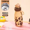 Nova Caneca Térmica Fofa para Crianças Pequena Portátil Copo de Água Estudante Meninas Alta Aparência Pequena Capacidade Copo de Leite com Canudo
