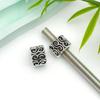 Cuentas antiguas de aleación de plata con agujero grande, pulsera con cuentas, colgante de calavera, búho, tai chi, cuentas sueltas, cuentas DIY, accesorios de joyería