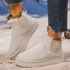 Botas de Nieve de Gran Tamaño para Mujer de Comercio Exterior Transfronterizo, Color Sólido para Otoño e Invierno, Suela Plana, Forradas de Felpa, Engrosadas, Cálidas, de Poner, Botas de Algodón