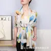 Lenço Confortável de Algodão e Linho Bali 2026, Lenço de Seda Elegante com Folha de Ginkgo, Lenço de Gaze para Uso Casual da Mãe