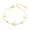 Pulsera mariposa concha blanca de Corea del Sur acero titanio hueco tridimensional chapado color conservante joyería de moda lote directo de fábrica