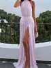 Sitio Independiente de Amazon Ropa Europea y Americana Transfronteriza Vestido Comercio Exterior Abertura Cuello Halter Sin Mangas Espalda Descubierta Dobladillo Grande Falda para Mujer