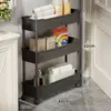 Estante de almacenamiento para baño, móvil con ruedas, carrito multifuncional para baño y inodoro, organizador de almacenamiento en capas para detergente de lavandería