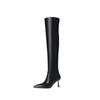 2025 Novas Botas Largas Sexy de Menina Quente Botas Femininas de Bico Fino Salto Agulha Cano Alto Acima do Joelho