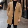 Amazon 2026 Otoño/Invierno Abrigo de Lana de Longitud Media Ajustado Estilo Coreano para Hombre Chaqueta de Lana de un Solo Botón