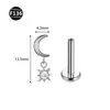 Novo piercing lábio unha 0,9 dentes F136 liga de titânio lua raio cone piercing lábio piercing orelha tragus zircônia 5A