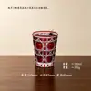 Vaso Grueso de Whiskey a Cuadros de Alta Gama, Estilo Retro de Lujo Ligero, Vaso de Licor de Patrón de Rejilla Hecho a Mano de Nicho