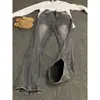 Jeans Masculino de Verão Fino com Padrão de Raio Tamanho Plus Size Alto Emagrecedor Micro Flare Calças Americanas High Street de Perna Reta