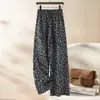 Calça de Cintura Alta Wide Leg para Mulheres, Calça de Lã Fashion com Estampa de Leopardo, Nova Calça Casual de Lã Grossa Quente de Inverno 2026
