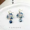 Brincos de Gancho Coloridos com Flor de Diamante, Gota d'Água, Zircônia e Franja, Modernos, Únicos e Bonitos, Estilo de Férias, Brincos de Luxo Leve e de Alta Qualidade