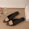 Pantuflas de mujer de talla grande con punta abierta, estilo elegante "old money", zapatos sin cordones con punta fina y poco profunda, zapatos versátiles para combinar con faldas