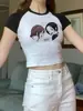 Camiseta de manga corta de dibujos animados Nana con mangas negras descubiertas, manga corta, estilo europeo y americano, manga corta