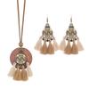 Traje de joyería simple personalizado transfronterizo europeo y americano, aretes de borla vintage de corte, accesorios, aretes, collar para mujer