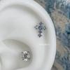 Cruz de Circonita Azul Acero de Titanio Uñas para Hueso de la Oreja Simples Versátiles Aretes de Tuerca Diseño de Nicho Barroco
