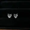 Pendientes de botón con forma de corazón de diamante y circonita, de lujo ligero, simples y versátiles, para mujer, de Japón y Corea, transfronterizos, pendientes de corazón, pendientes dulces, joyería