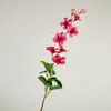 Flor de trompeta artificial de tallo largo, flor de seda para paisajismo, decoración de bodas, arreglos decorativos, flor de nicho, accesorio de fotografía, flor de trompeta con hojas