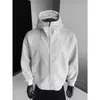 Sudadera de Nuevo Estilo Estilo Hong Kong Holgada Sencilla con Capucha Cardigan para Hombres y Mujeres Otoño e Invierno Moderna Casual Versátil Chaqueta Gris