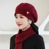 Sombrero de madre para mujeres de mediana edad y ancianas, gorro de lana tejido cálido con felpa, sombrero de invierno para proteger del frío a señoras mayores