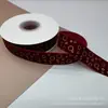 Cinta de Terciopelo de 2.5 cm Estampado en Caliente Cinta Navideña Popular Cinta Flocada Cinta para Decoración de Cajas de Regalo Lazo Hecho a Mano DIY