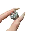 Anillo de Encaje de Jade Azul Natural al por Mayorista Xiaohongshu con Incrustación de Plata S925, Estilo de Lujo Ligero Europeo y Americano para Mujeres