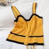 Regata de Tricô Camada Interna Slim Fit Color-Blocking Petite Roupa Exterior Top para Mulheres