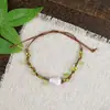 Pulsera de Cuerda Trenzada de Cerámica Fresca Estilo Viajero de Jingdezhen, Pulsera de Trébol de Cuatro Hojas, Joyería Artística Hecha a Mano, Venta al por Mayor para Atracciones Turísticas