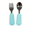 Popular Set de Tenedor y Cuchara Antideslizante de Acero Inoxidable de Grado Alimenticio para Alimentación de Bebés y Entrenamiento de Comida Complementaria para Niños de Amazon