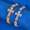 Pulseira de Cruz Transversal Europeia e Americana 8mm Tendência Masculina Corrente de Bolas com Zircônia Cúbica Joia de Alta Qualidade Personalização