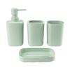 Set de Cuatro Piezas de Suministros de Baño de Plástico Cuadrado Soporte para Enjuague Bucal y Cepillo de Dientes Jabonera Almacenamiento para Baño Set de Baño Cepillo para Inodoro