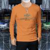 Camiseta de hombre europea de calidad sólida, camisa de fondo, otoño e invierno, multi-artesanía, exquisita camiseta de algodón con intarsia tridimensional, moda masculina de alta gama
